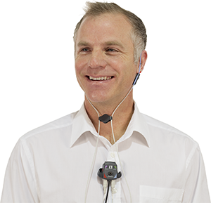 Man with Real ear device