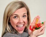 Jackie Roth holding Gummy Worms