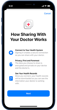 Apple Health share with provider