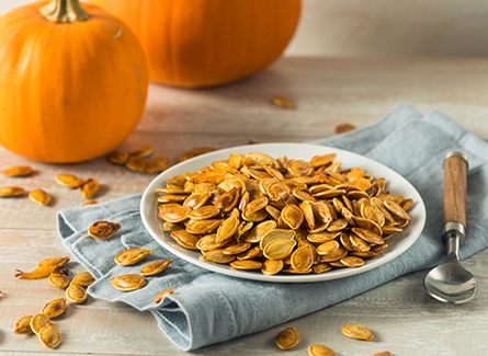 Pumpkin seeds on a plate